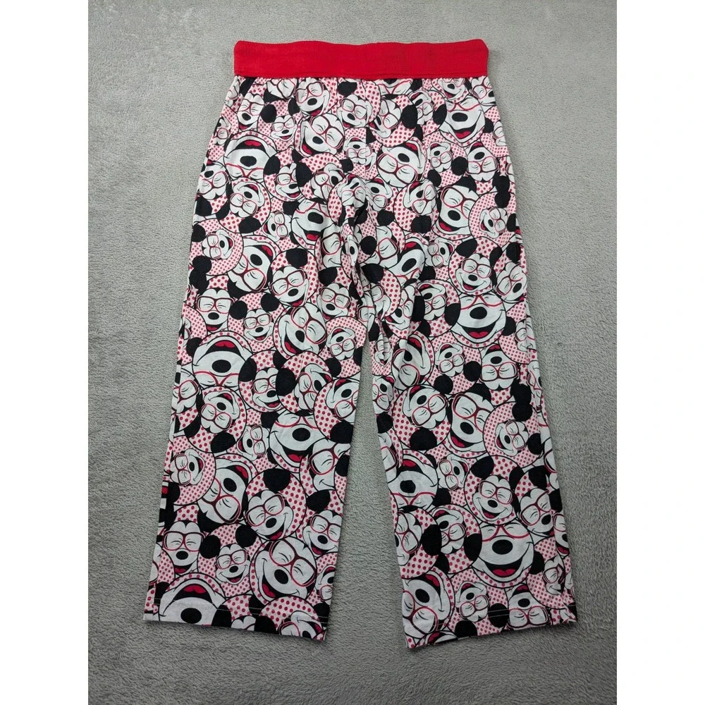 Disney Mickey Mouse Pajama Pants Womens Size Small Red Polka Dot Cotton Lounge - Picture 3 of 11